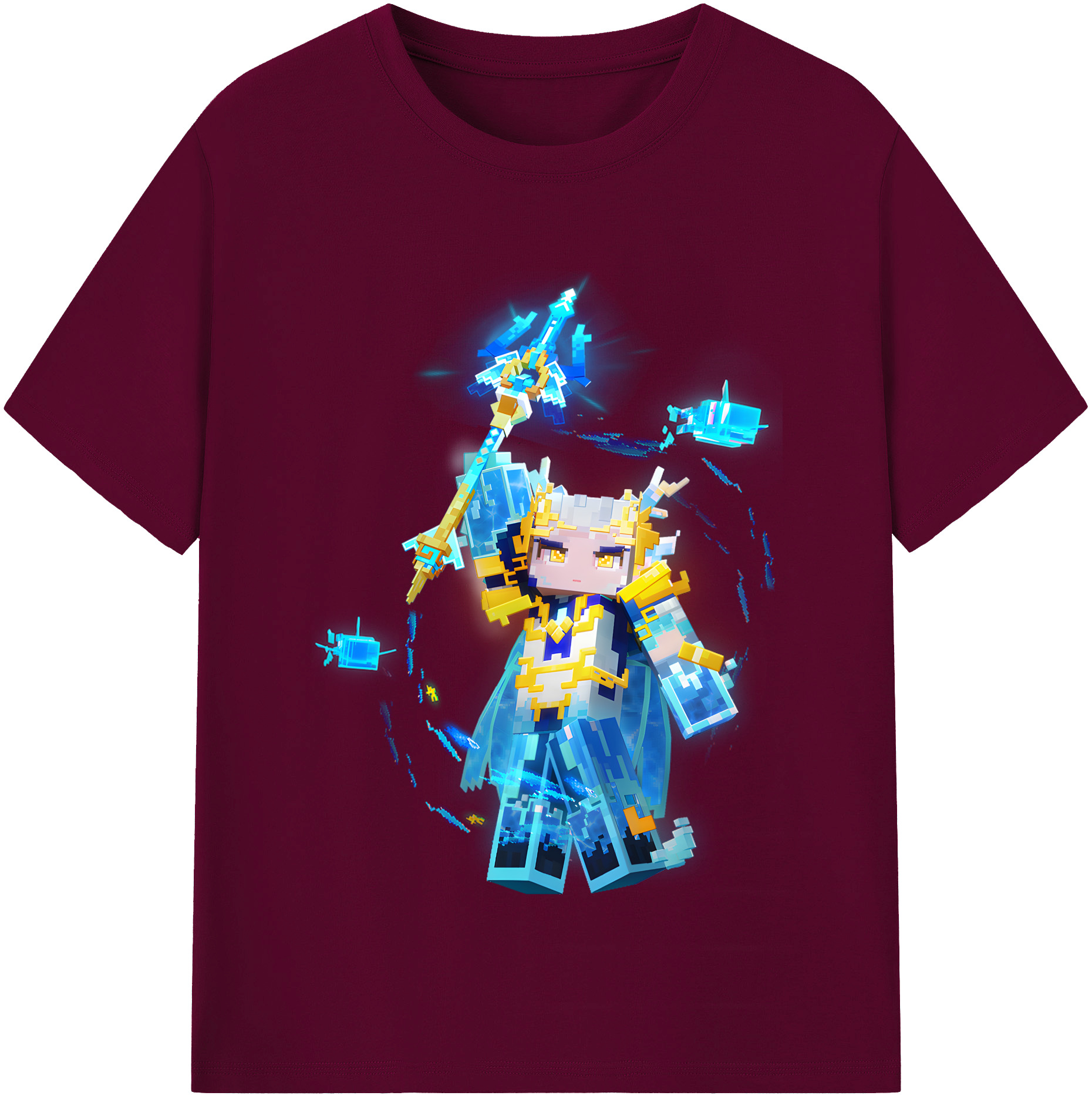 （画像用） マインクラフト ブロックの世界 Minecraft MC Block world レディースカジュアルプリントTシャツ（綿100％）